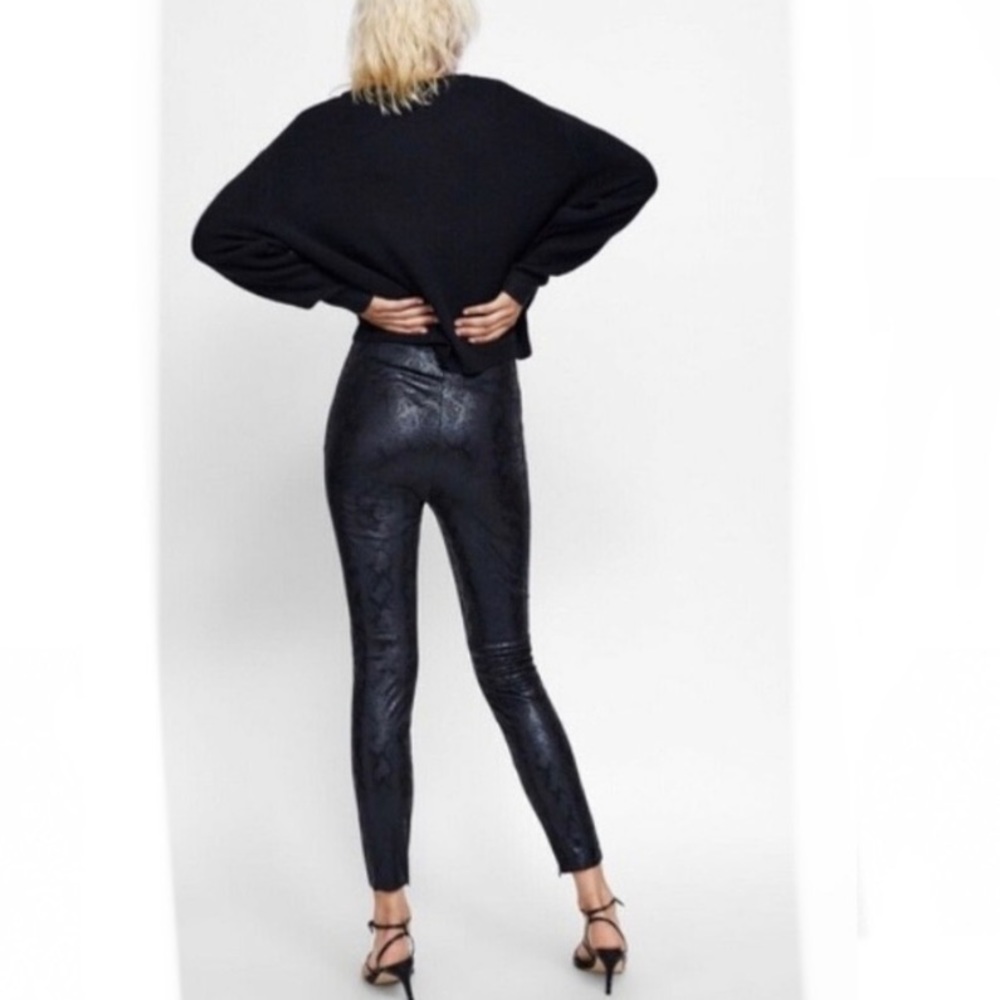 Zara Suede/Python Print Leggings With Ankle Zips - image 2